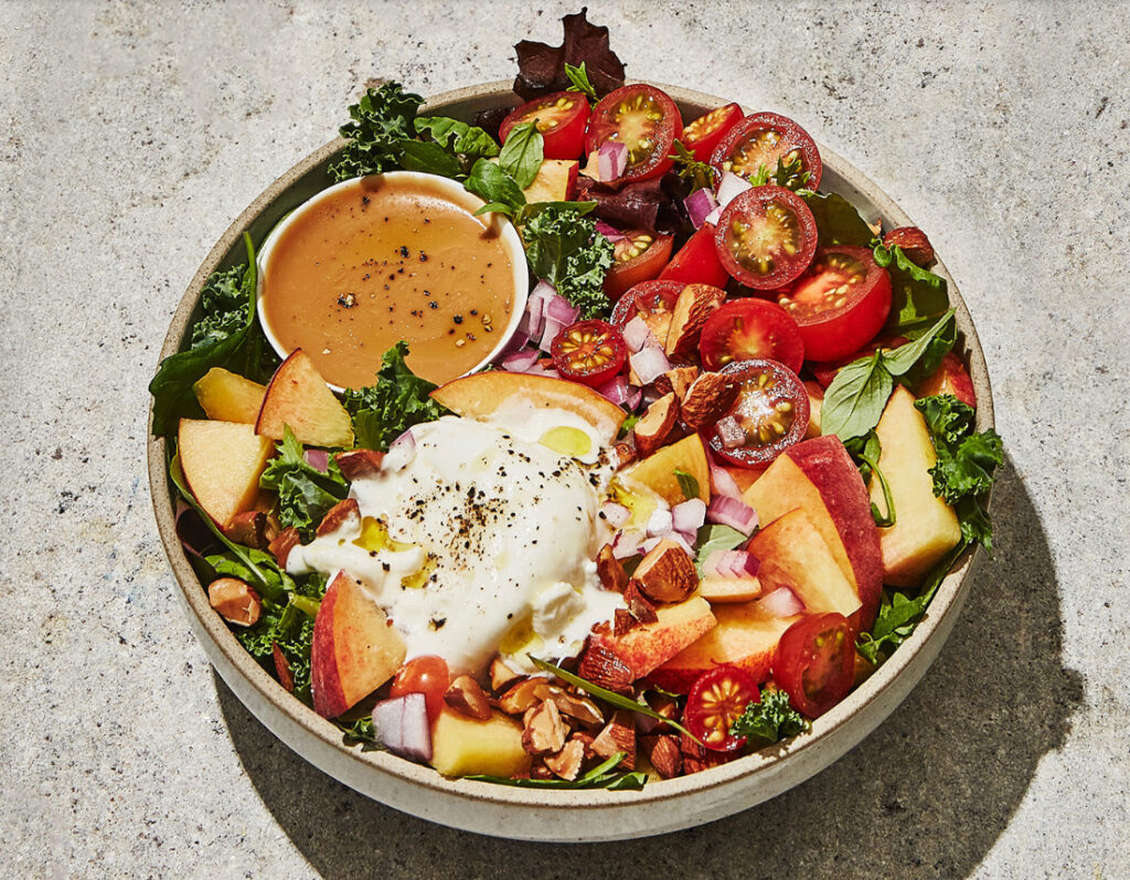 Sweetgreen catering peach and burrata bowl
