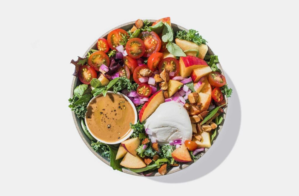 peach and burrata salad from sweetgreen catering