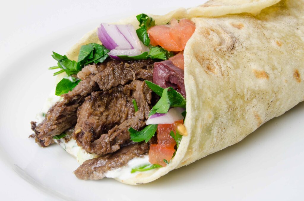 Beef Shawarma wrap individual catering lunch idea
